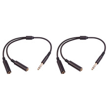 2pcs 6.35 mm Male to 2 6.35 mm Female Audio Adapter Cable 1/4 6.35mm Plug to Dual 6.35mm Y Splitter Stereo Audio Cord