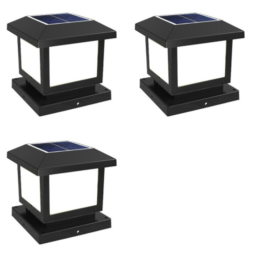 3X Timed LED Solar Pillar Light Waterproof Solar Lights Outdoor Remote Control Garden Sunlight
