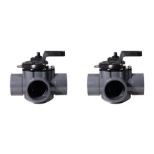2X 263028 Three Port Diverter Valve with 2In PVC Pipe 3 Way Positive Non-Lube Diverter Valve for Pools and Spas