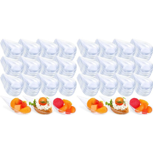 200PCS Unbreakable Drop Appetizer Plates Tableware Reusable Plastic Tasting Cup Sauce Dish Ice Cream Cup Caviary A