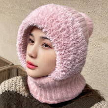 (Pink) Women\'s Thermal Beanie Scarf for Indoor & Outdoor