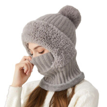 (Gray) Women\'s Thermal Beanie Scarf for Indoor & Outdoor