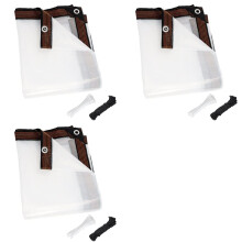 3sets 6,6x13 FT Transparante Waterdichte Zeilen Zware Buiten Tuin Regenbestendige Afdekking, Transparant Vinyl Zeildoek met Ringen