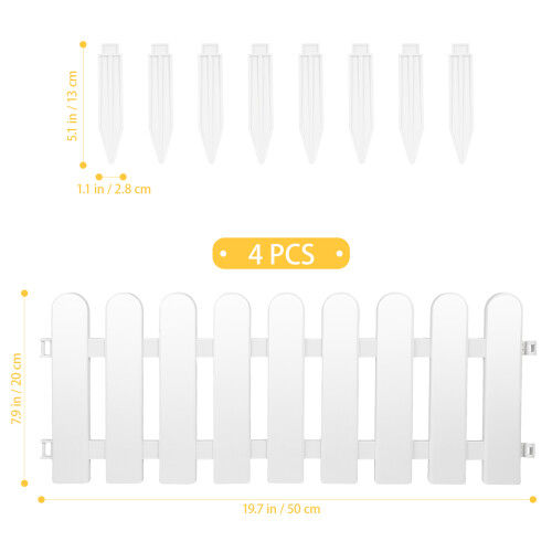 4 Set Plaststaket Trädgård Gränsstaket Vit 2