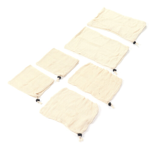 6Pcs Drawstring Storage Bag Cotton Mesh Waste Food Bag Single Side Drawstring Mesh Drawstring Pocket 1