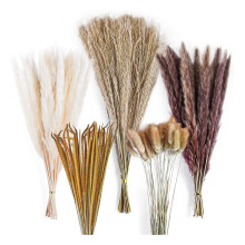 120Pcs Dried Pampas Grass Bouquet Decor, Boho Home Room Wedding Party Arrangements,Fall Dry Flowers Bundles Bulk Tall