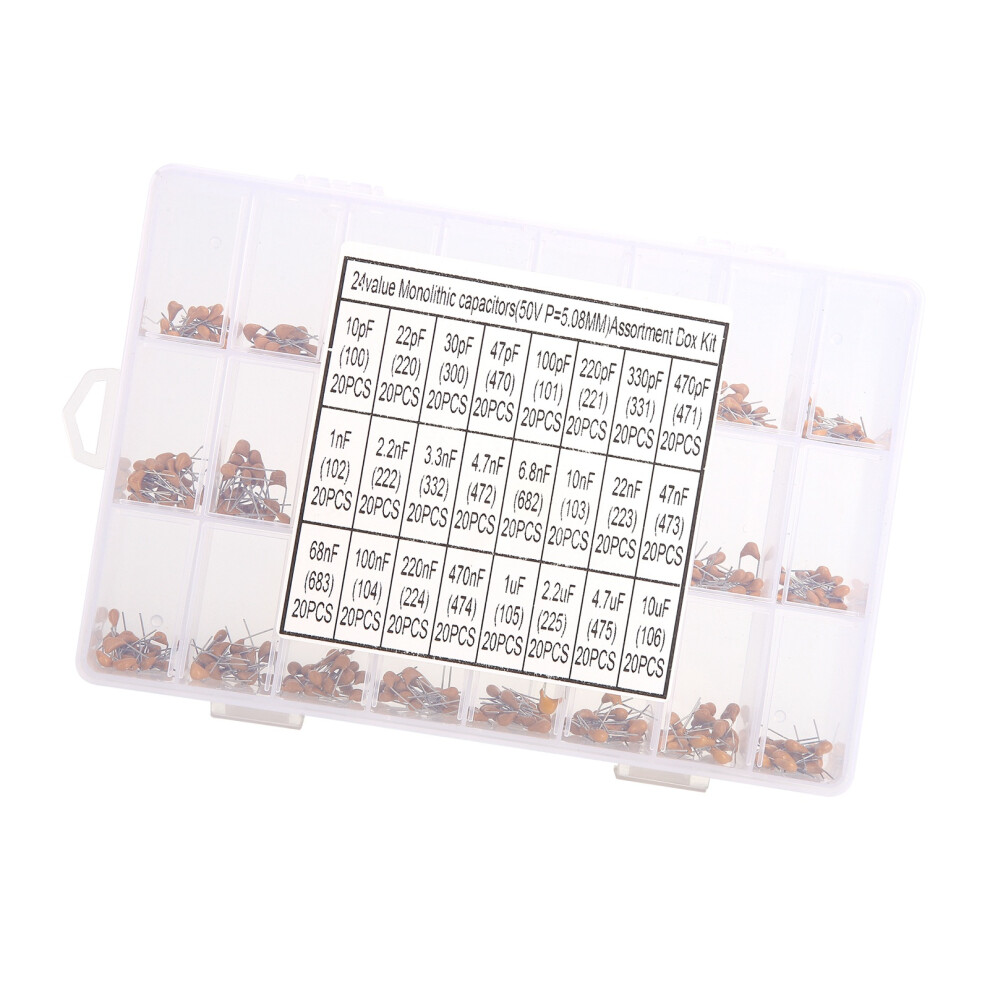 480Pcs Monolithic Ceramic Capacitor Set 10Pf-10Uf Yellow 4981390707495