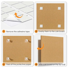 12inch X 12inch Cork Tiles, 12 Pack Cork Boards for Wall with Safe Removable Adhesive Tabs, Large Cork Bulletin Boards