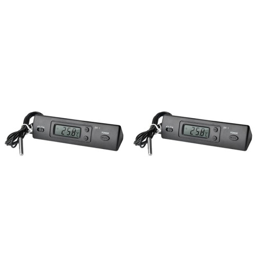 2X -1 Autothermometer LCD-Display C/F Klok Temperatuursensor Controller Binnen-Buitenthermostaat met Sonde