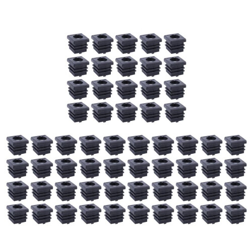Square Tubing Pipe End Caps Insert Plugs M8 Thread 20x20mm 60Pcs Black