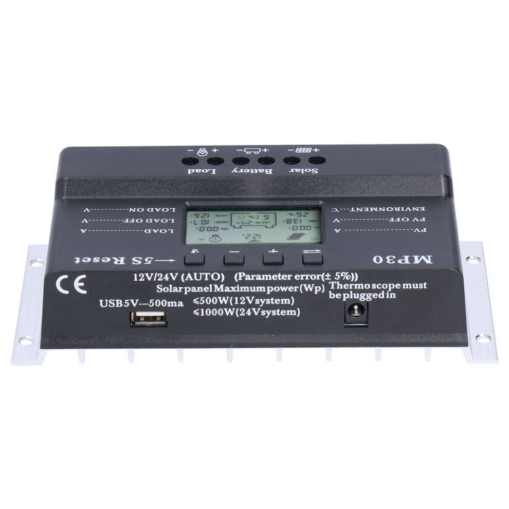 30A 12/24V Solar Charge Controller With Lcd, Usb & Mppt Pwm 4021390708839