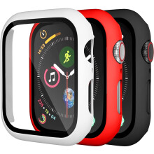 XiHAMA Kompatible Apple Watch Hülle für SE/6/5/4 + Displayschutzfolie, schlanke, stoßfeste Hartschalen-Schutzhülle mit Rundumschutz, 3er-Pack