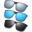 Conjunto de 3 lentes de plástico para óculos de sol com encaixe, modelo retangular e flip-up. 1