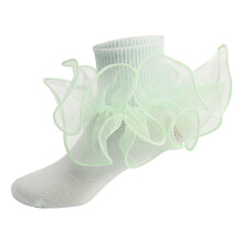 Calzini alla caviglia con volant per bambine, calzini antiscivolo in cotone stile principessa con doppio laccio – compatibili con bambini e danza