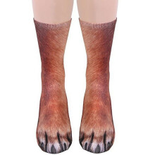 Calzini unisex in cotone morbido ed elastico con simulazione 3D di zampa o zoccolo di animale, per adulti e bambini, taglia cane.