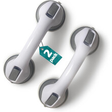 Grey Shower Grab Bars Suction Mount 12 Inch 2 Pack