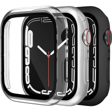 XiHAMA Kompatible Apple Watch Hülle für SE/6/5/4 + Displayschutzfolie, schlanke, stoßfeste Hartschalen-Schutzhülle mit Rundumschutz, 3er-Pack