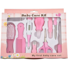 Happon Babyverzorgingsset, 10-delige set voor pasgeborenen – Draagbaar, voor op reis en thuisgebruik – Roze