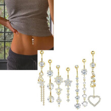 Stück 14G Bauchnabelpiercings mit Anhänger, silberfarben