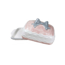 Vierkante roze keramische boterdoos met deksel voor restaurants, hotels en keukengerei.