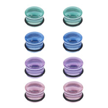 4 Paar Ohr-Dehnstäbe aus Glas, Pilz-Ohrstecker und Tunnel, Single Flare Ohr-Dehnpiercing 0g 00g