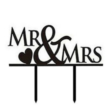 MR & Mrs Love Heart Cake Topper Black