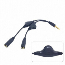 CY3,5 mm stereo mannelijke naar dubbele 3,5 mm vrouwelijke audio hoofdtelefoon Y-splitterkabel met volumeregeling