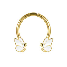 Piercing de Septo Borboleta em Aço Cirúrgico para Nariz 16g - Joia para Piercing Daith/Septo - Dourado