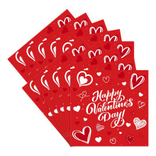 Lot de 20 serviettes carrées décoratives jetables à motif cœur pour la Saint-Valentin, de 16,5 cm de côté, idéales pour les fêtes romantiques