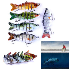 Trealamh Meallta Swimbait 3 phíosa 6-deighleog - Meallta Crua Súile 3D le haghaidh Doingean/Walleye, Meallta Iascaireachta atá ag Téamh go Mall
