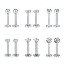 12 kpl/setti 16G pallo labret huulinappeja renkaat kynnet kuutiollinen zirkonia monroe medusa lävistys simpukan helix rusto lävistys