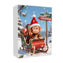 Calendrier de l'Avent 24 jours sur le thème des singes pour Noël 2025 – Décorations, divertissement familial et décoration festive, cadeau