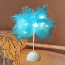 Feathers LED Table Lamp, Battery-Operated (3 AA), Portable & Waterproof, Copper Wire Design – Bedroom, Living Room, Wedding, Christmas,
