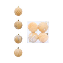 4 PCS Velvet Christmas Balls, 3.15" Shatterproof Xmas Bulbs Decorations Set, for Xmas Decorative Hanging Ornaments Christmas Tree Decoration (Yellow)