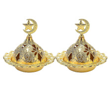 Cone Coil Incense Burner with Lid Alloy Plating Gold Vintage Incense Ashes Catcher for Bedroom Office