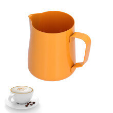 Edelstahl-Milchkanne 400 ml mit PTFE-Spitze zum Aufschäumen & Latte Art Orange
