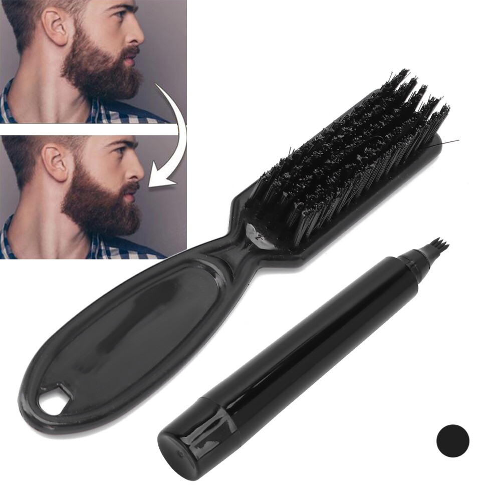Black Waterproof Beard Pencil Filler Set Sweatproof Moustache Pen Long Lasting