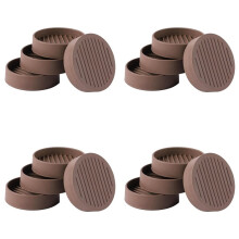 16 Stuks Ronde Rubberen Meubelwielen, Antislip Meubelpads Bedstopper Vloerbeschermers Bruin