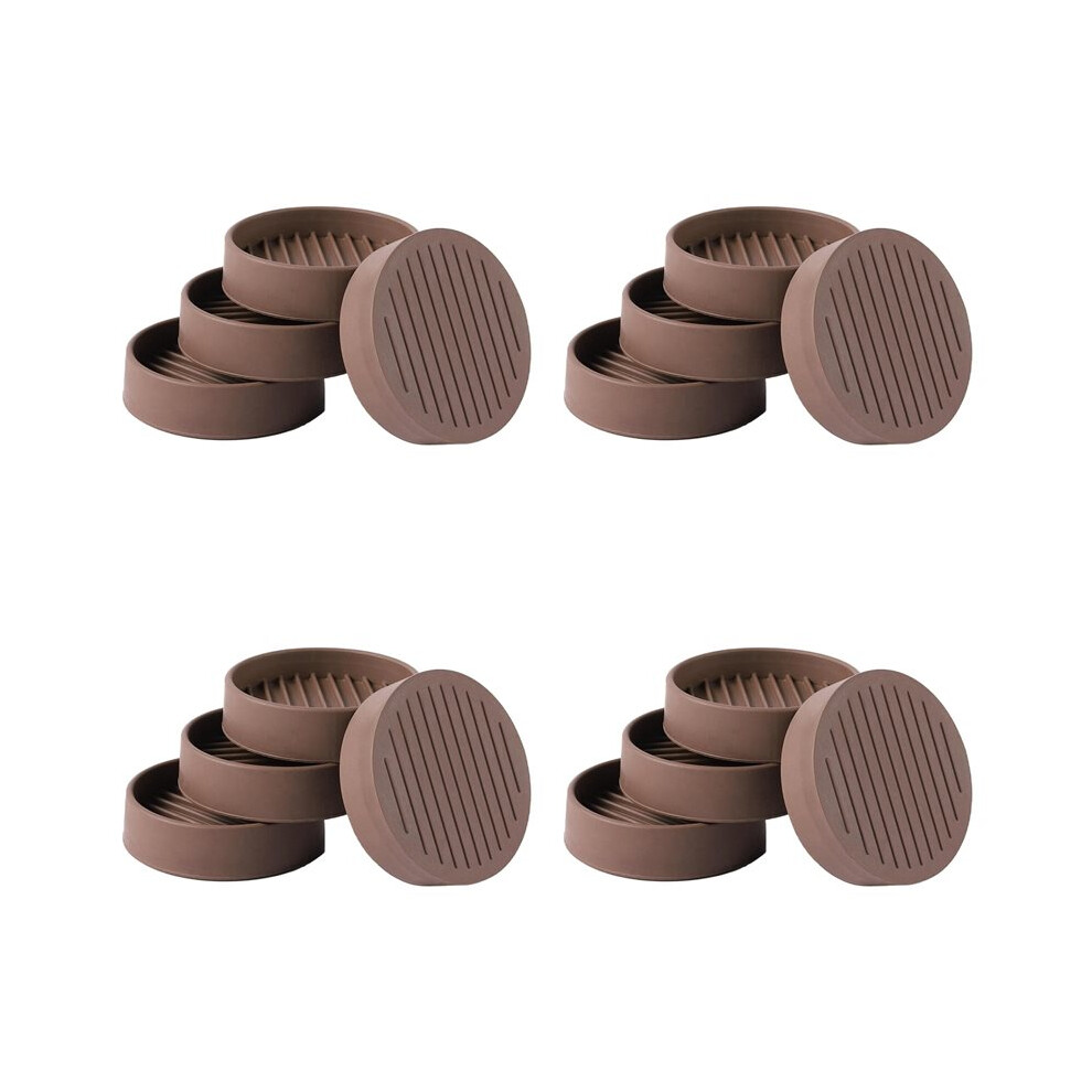 16Pcs Round Rubber Furniture Caster Cups, Anti-Sliding Furniture Pads Bed Stopper Floor Protectors Brown 6032340208345