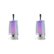 2X Elektrische Vliegenvanger, USB-Oplaadbaar, Elektrische Muggenmepper, Elektrische Vliegenval met Nachtlampje voor Achtertuin, Terras, A