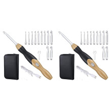 2X 11 in 1 LED Crochet Hook Set, 9 in 1 USB Rehargeable Light  Crochet Hooks Hand Weave Sewing Tools, Crochet Hook Set