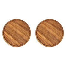 2X Round Wood Tray,Wooden Serving Tray,Serving Platter,Appetizer Charcuterie Board,Tray Organizer C