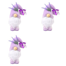 3X Lavender Swedish Gnomes Decoration for Home Pastel Spring Summer Tiered Tray Plush Decor Nordic Dwarf