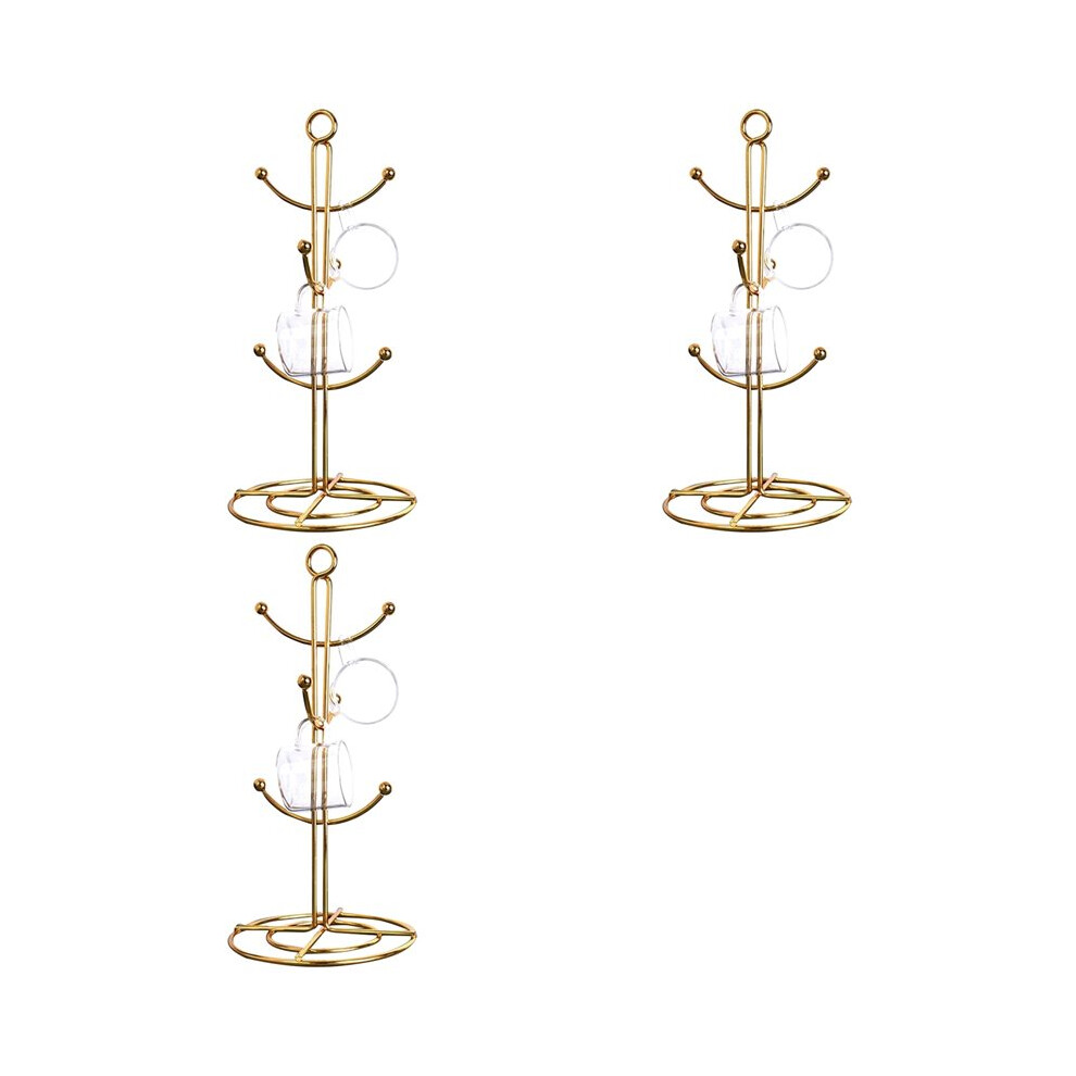 3X Countertop Mug Tree, 6 Hook Coffee Cup Dryer Kitchen Coffee Mug Tree Countertop Tea Cups Holder Stand, Gold Brecantia