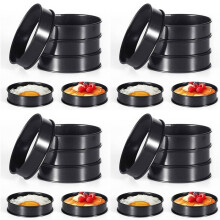 24Pcs Crumpet Rings, 4 Inch Double Rolled Stainless Steel Round Cake Tart Cookie Egg Burger Rings Mold