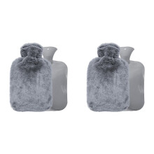 2X PVC Material Explosion-Proof 2000ml Winter Hot Water Bottle, Water Injection Plush Warmer, Hand Warmer,Foot Warmers