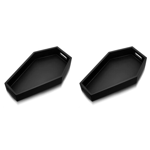2X Coffin Shape Black Tray Storage Box Gothic Wood Tray Decoration Birthday Present Gift