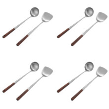 4X Wok Spatel und Schöpf Löffel Werkzeug Set, 17 Zoll Spatel für Wok, Edelstahl Wok Spatel