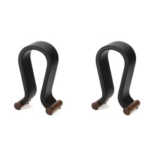 2X U Shape Leather Headphone Holder Tabletop Support Headset Display Stand for PC Gaming Earbuds Shelf Hanger,Black