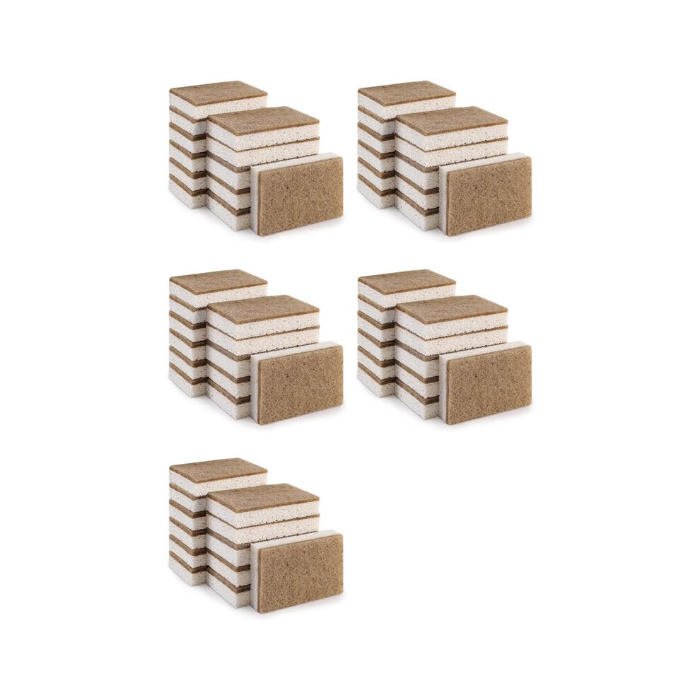 Semoic Eco-Friendly Natural Sponges For Dishes 60 Pack - Biodegradable Kitchen Sponge With Compostable Coconut Scrubber